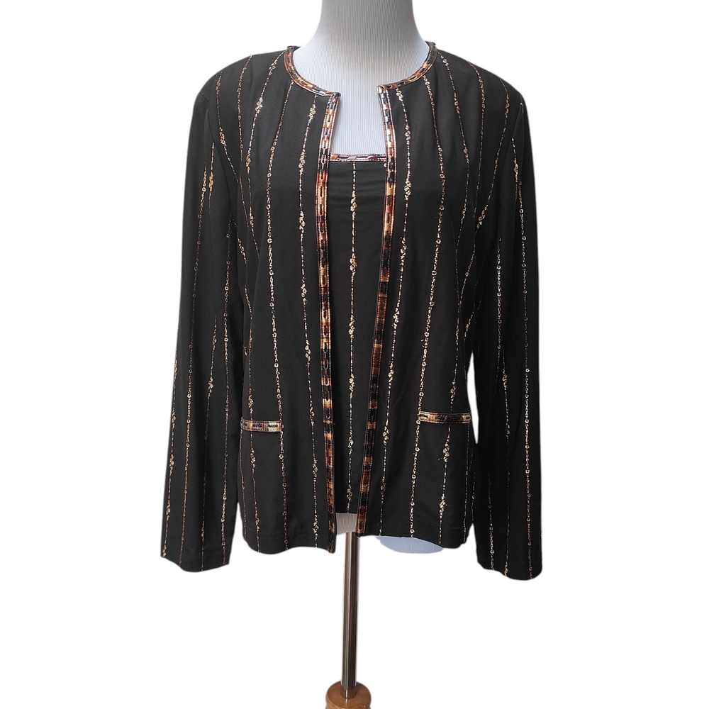 Two Piece Joseph Ribkoff Black and Gold Blazer